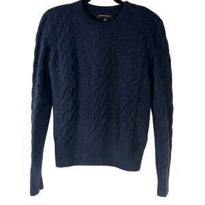 Banana Republic Navy Blue Argyle Chunky Knit Crew Neck Sweater Size S